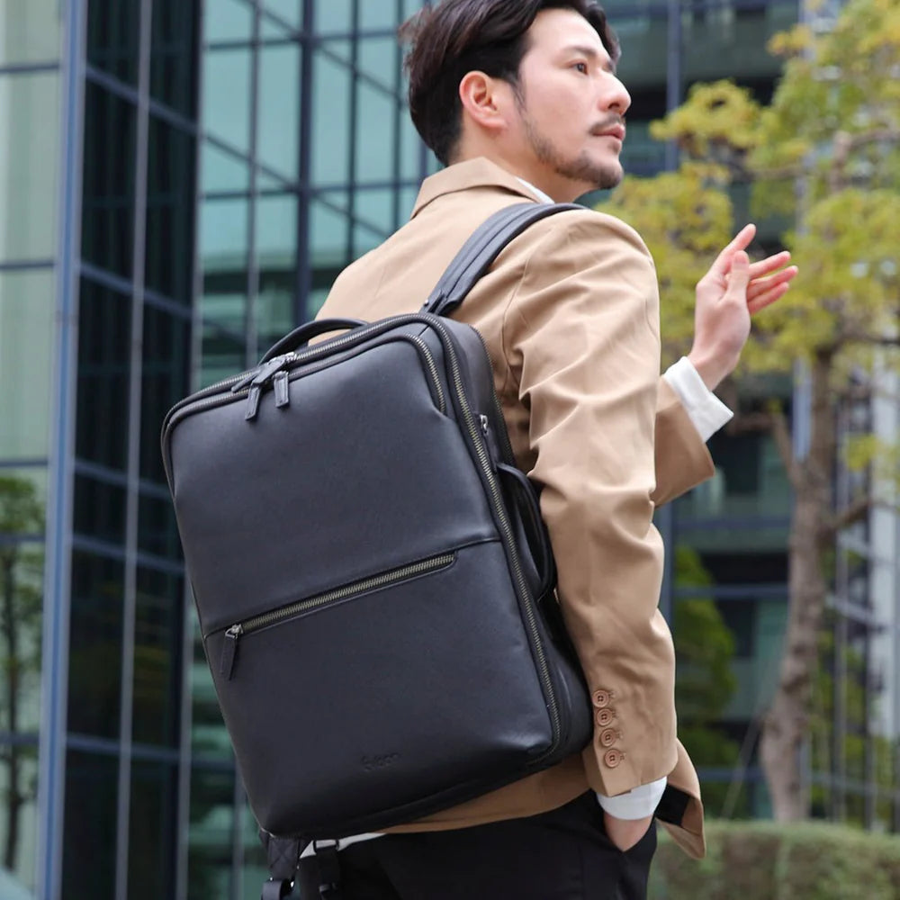 Evoon マルチビジネスリュックレザーPlus・容量19L~拡張時26L【送料無料・3営業日以内に発送】