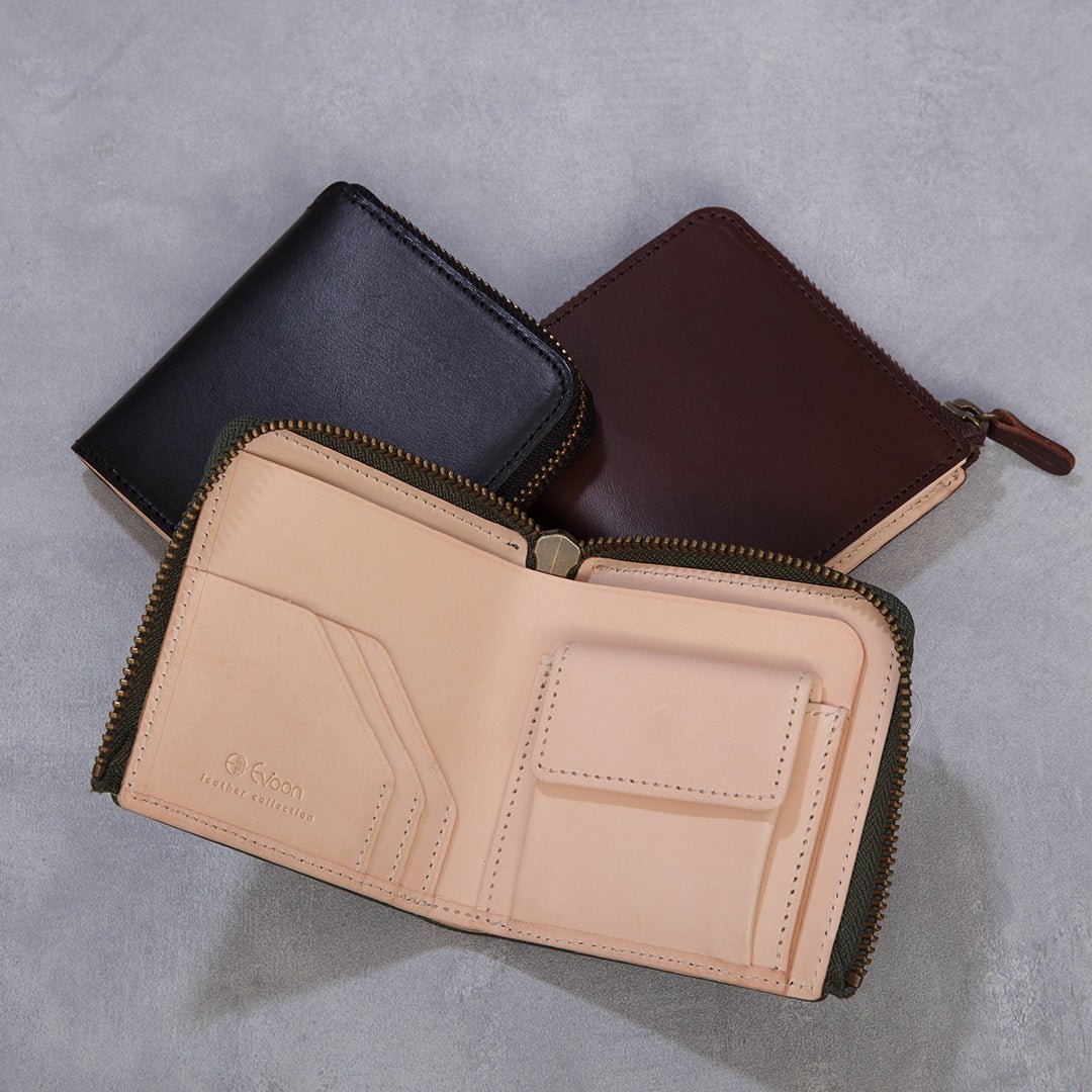Evoon L字二つ折り財布 Vellda L-zip・ブラック/ブラウン/グリーン【送料無料・11月下旬までに入荷予定】 - Evoon