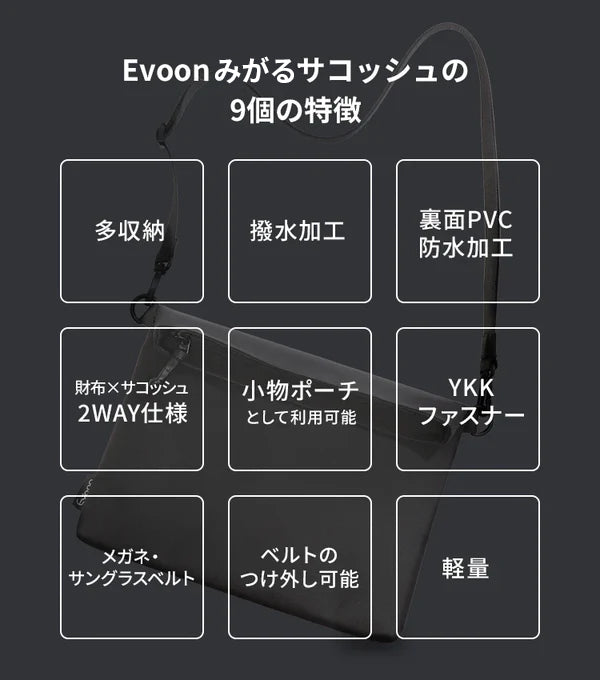 [Evoon] 財布としての役割もあるマルチサコッシュ サコッシュ メンズ ポー c.jpg