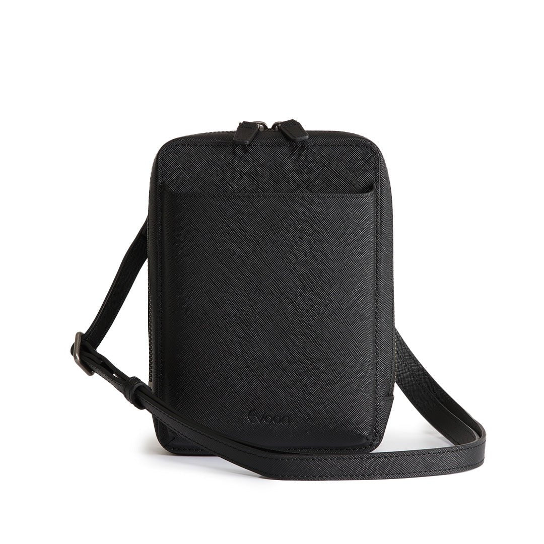 Evoon みがるスマホポーチレザー・ブラック/ダークブラウン【送料無料・3営業日以内に発送】 - Evoon