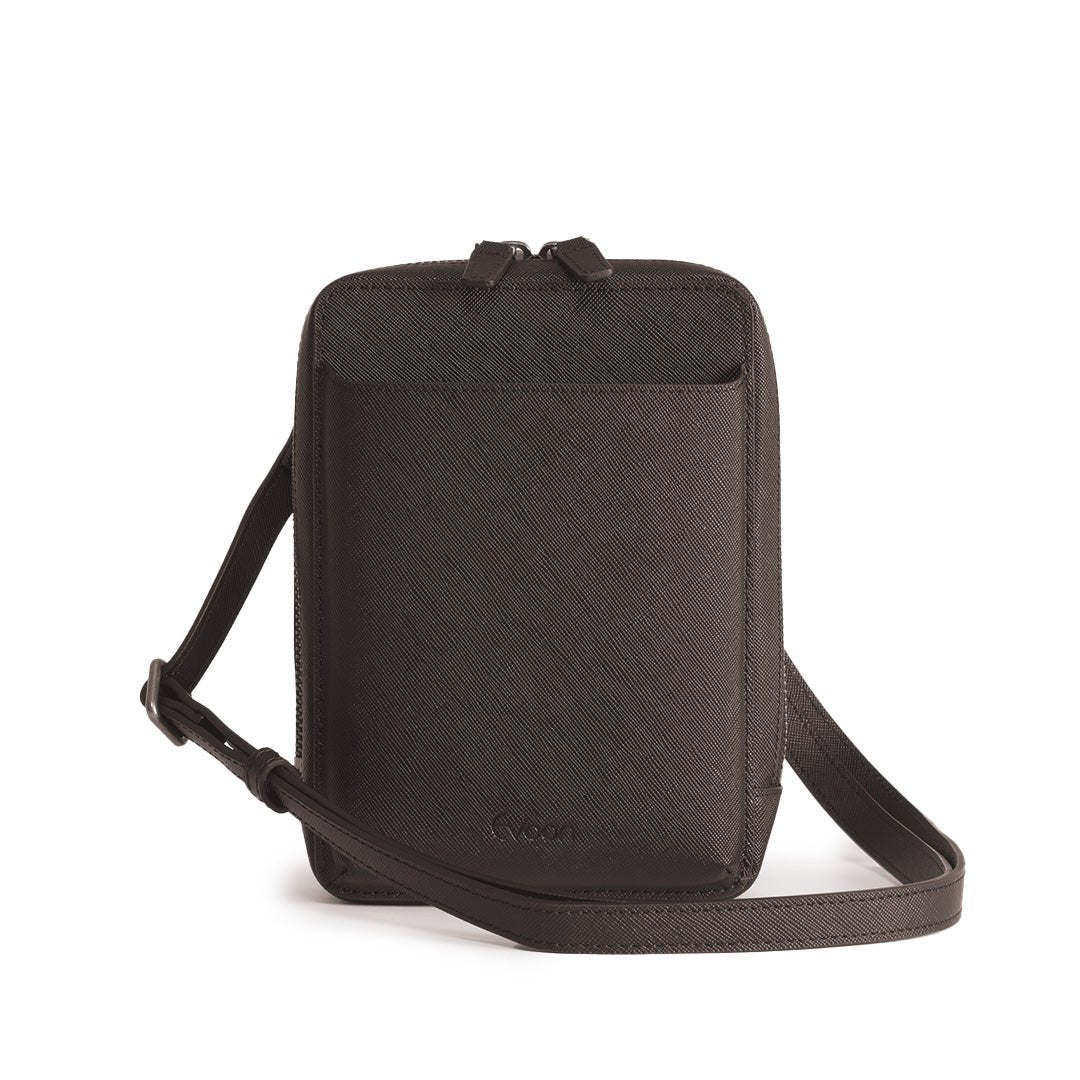 Evoon みがるスマホポーチレザー・ブラック/ダークブラウン【送料無料・3営業日以内に発送】 - Evoon